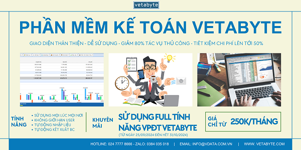 Tặng miễn phí Phần mềm Quản lý VPĐT khi khách hàng sử dụng Phần mềm Kế toán Vetabyte